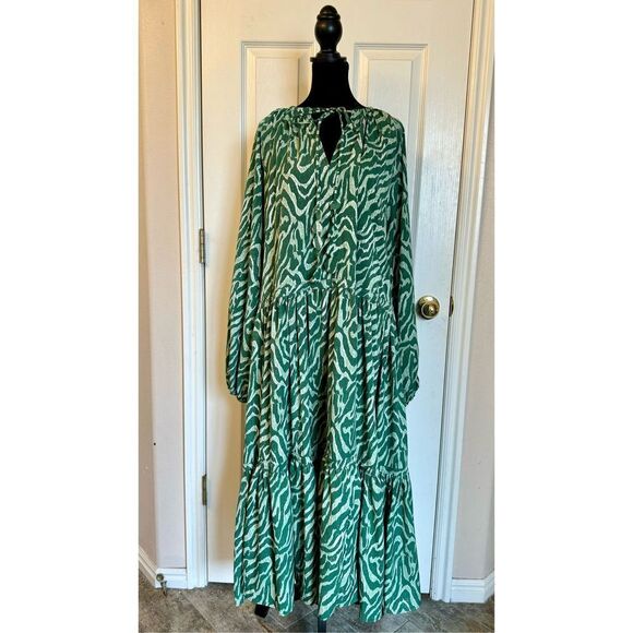 NWOT JACQUELINE ZEBRA PRINTED PUFF SLEEVE MIDI DRESS BY BEULAH WOMEN’S SMALL - Picture 4 of 13